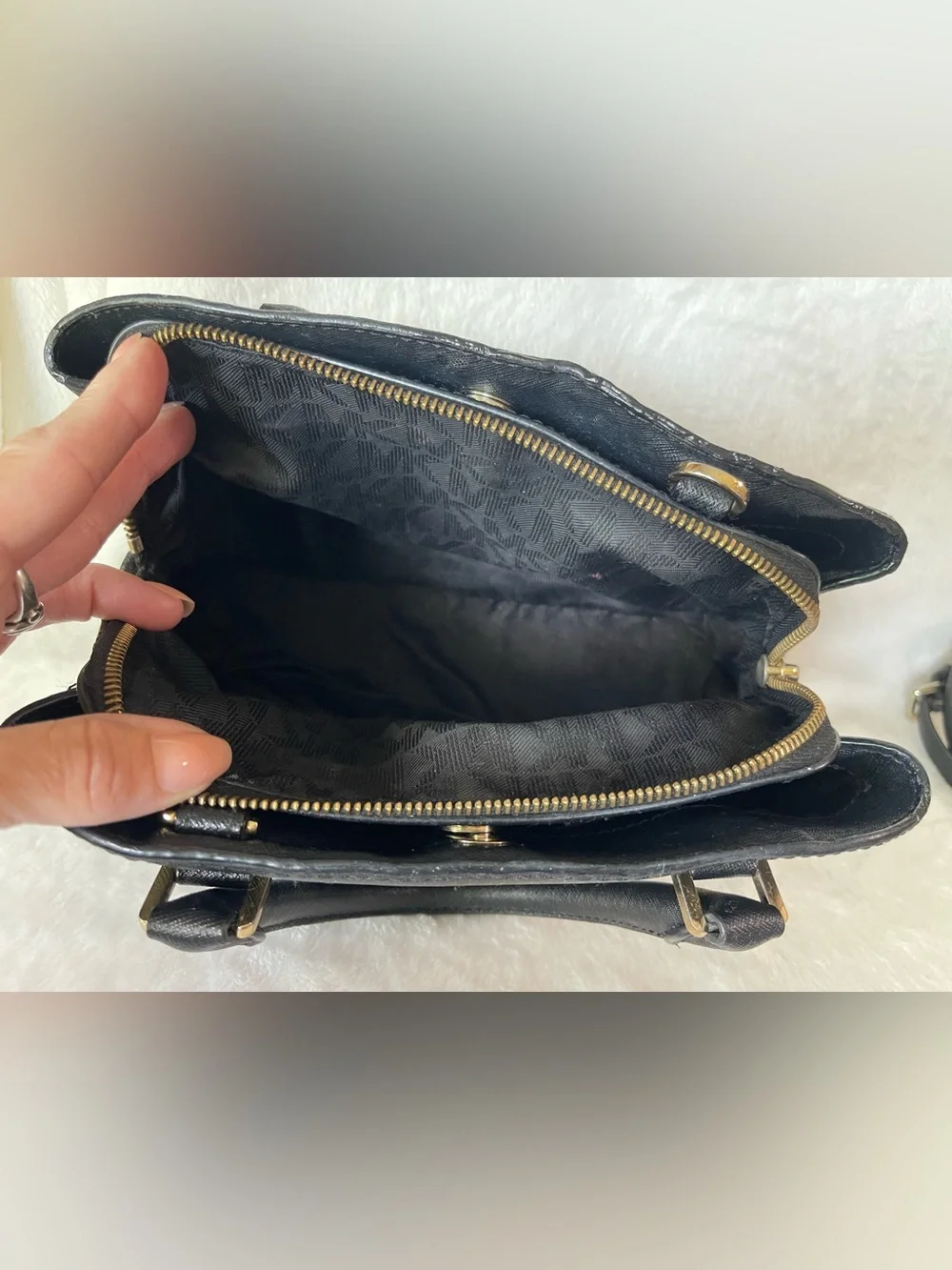 Michael Kors  handbag or Crossbody black leather purse  gold hardware
